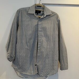 Report collection off-white and blue men’s dress shirt, modern fit